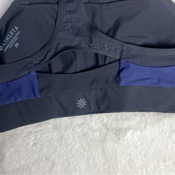 NWOT Athleta Swim Bonaire black and blue Med support UPF 50+ Bikini Top, XS - Picture 6 of 7